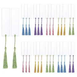15pcsBlank Acrylic Bookmark DIY Incomplete Rectangular Blank Colored Tassel Hanging Party Outfit Party Dressing Teacher Supplies