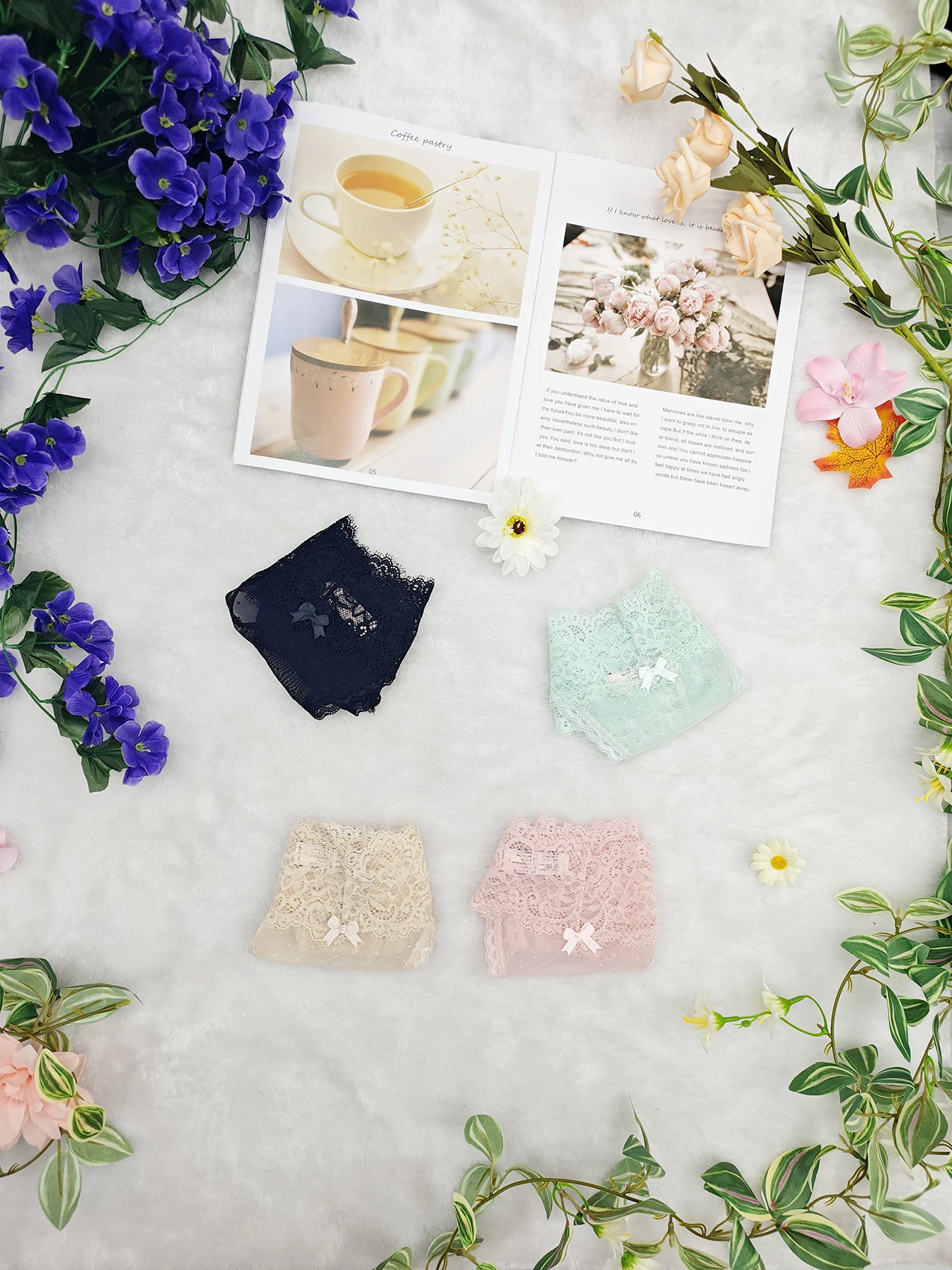 4 قطع/مجموعة سراويل رفيعة شبه شفافة مثيرة ومزينة بالدانتيل للفتيات، سراويل T منخفضة الخصر، قابلة للتنفس #3