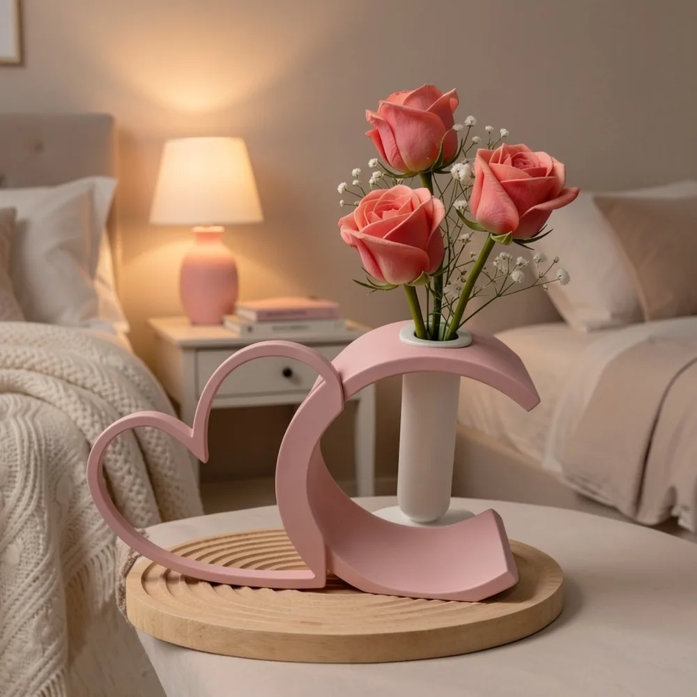 Love hollowed out vase romantic decorative floral ware unique hollowed out heart-shaped vase shape plastic material durable