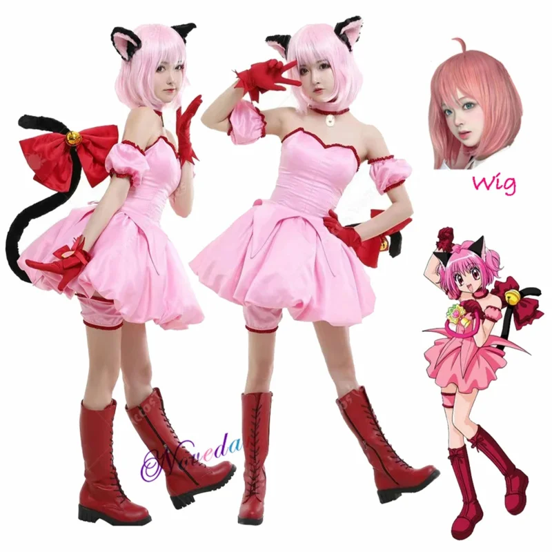 Anime Tokyo Mew Mew Power Momomiya Ichigo Cosplay Kostuum Kinderen Meisjes Uniform Pruik Meid Outfit Halloween Pak Feestjurk Vrouwen