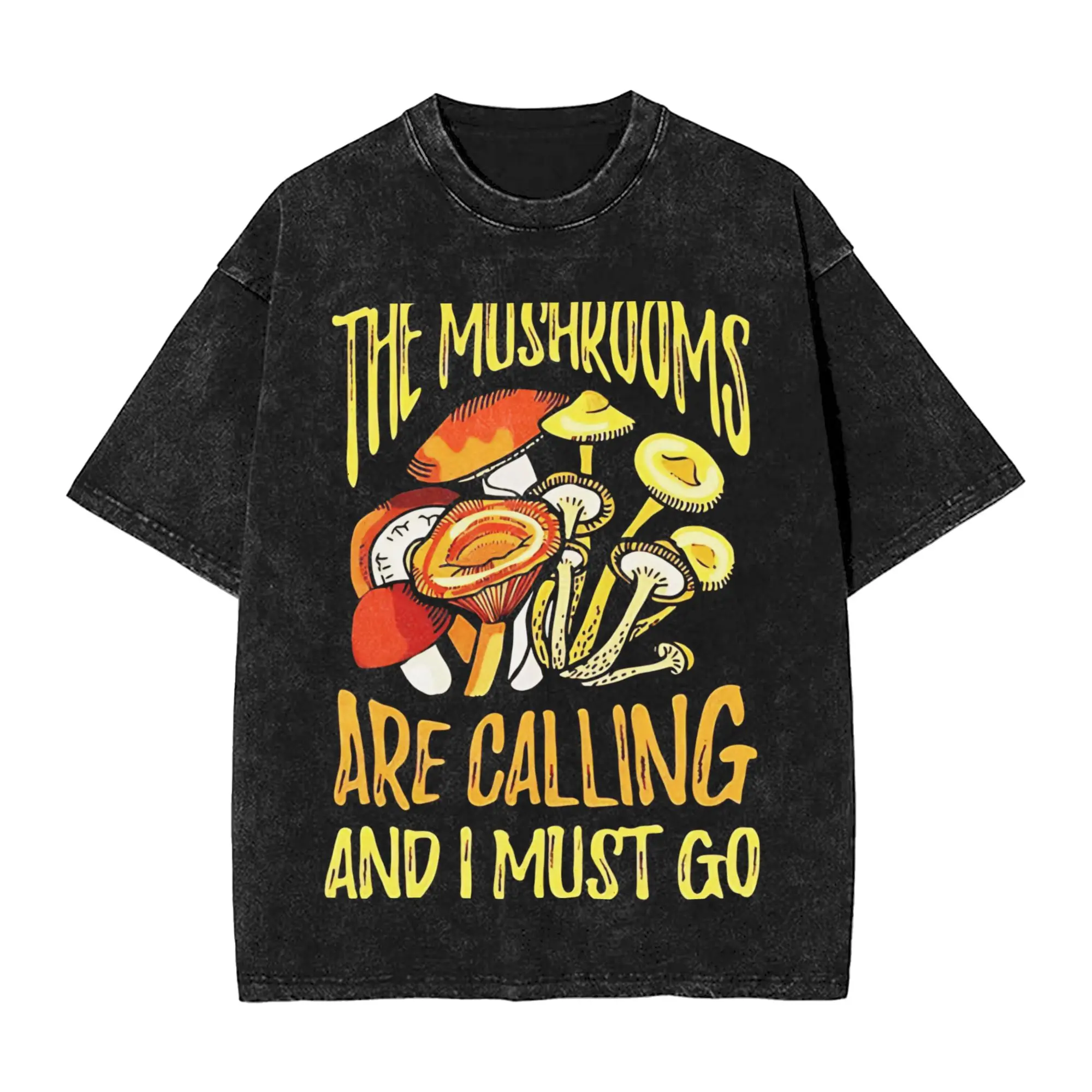 Mushrooms Are Calling T Shirts Hip Hop Washed Short Sleeve Harajuku T-Shirt  Novelty for Men Women Streetwear Summer Tops Tees