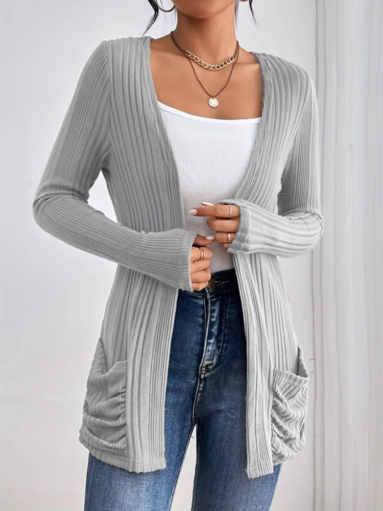 Long Sleeve Cardigan Coat Women 2024 Autumn and Winter New Women\'s Slim Cardigan Solid Knitted Sweaters Coats