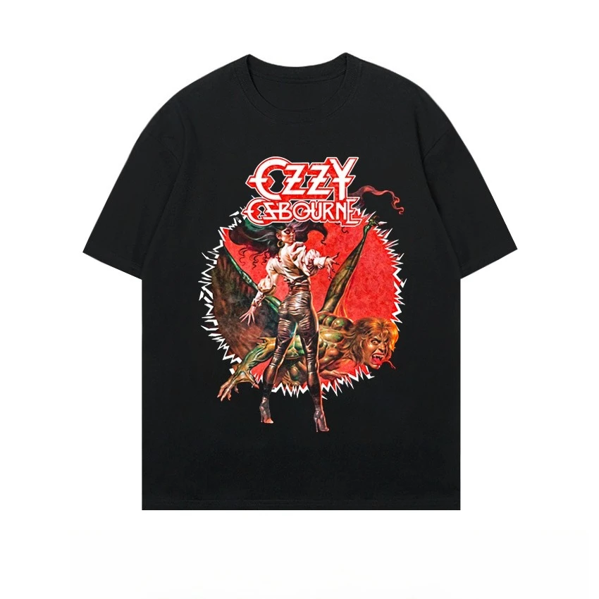 

Мужская и женская футболка с принтом Ozzy Band, весенне-осенняя базовая рубашка из чистого хлопка, впитывающая пот, дышащая ткань