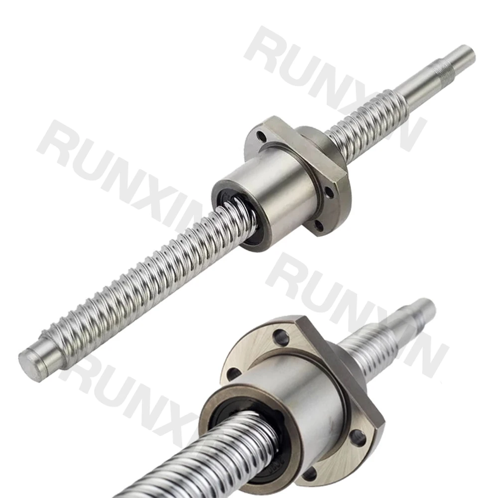 RXTNC Ballscrew machined C7 SFE2525 L1050-1400mm with flange roller single ball nut BK/BF end Machined for CNC part