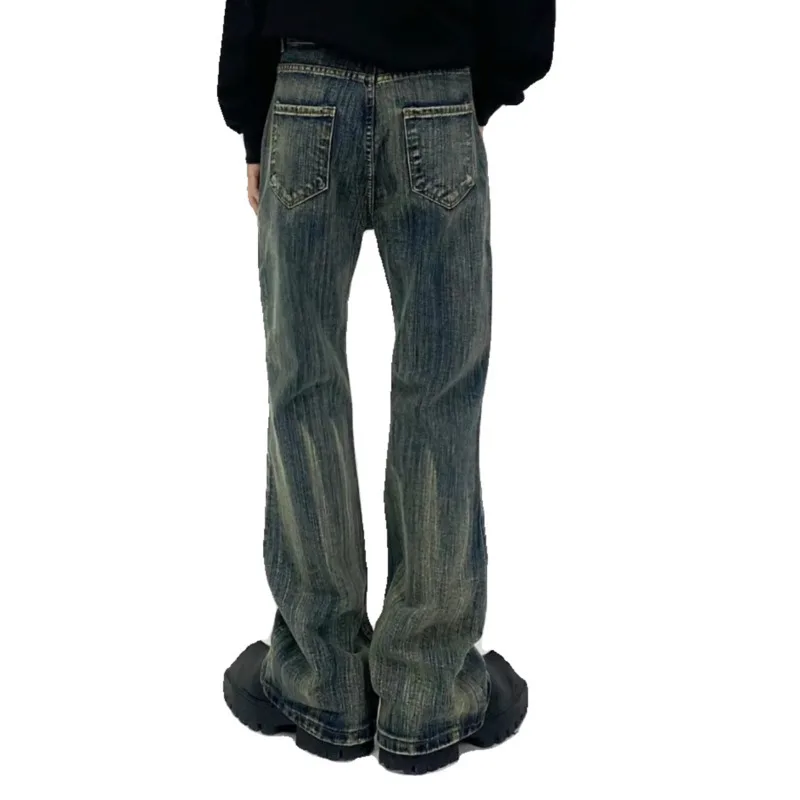 HKSH マンタイド 秋の新作 アメリカンハイストリート レトロ 竹繊維風 フレアデニムパンツ ハイウォッシュ デニムパンツ ファッション シック インス HK8748