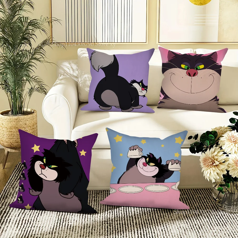 Cartoon Cute L-Lucifer Cat Pillow Case Square Pillow Bedroom Sofa Leisure Comfort Cushion Car Living Room Home Decoration 40X40
