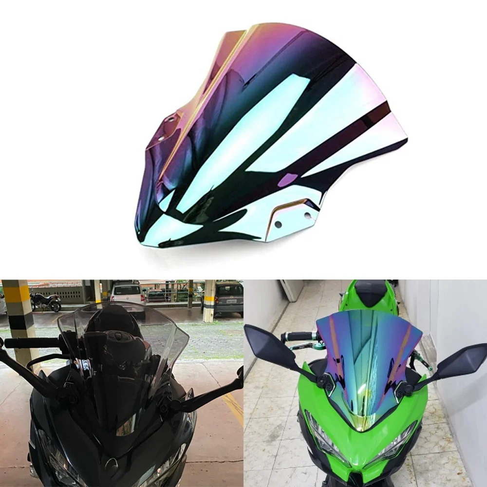 Motorcycle Double Bubble Windshield Deflector Protector Wind Screen For Kawasaki Ninja400 Ninja 250 400 EX400 2018-2022 2023