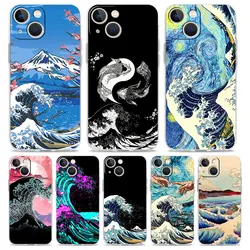 Luksusowe etui na telefon dla iPhone 15 14 13 12 11 Pro Max XS X XR 7 8 Plus przezroczysta, odporna na wstrząsy obudowa Golden Great Wave Kanagawa Surf