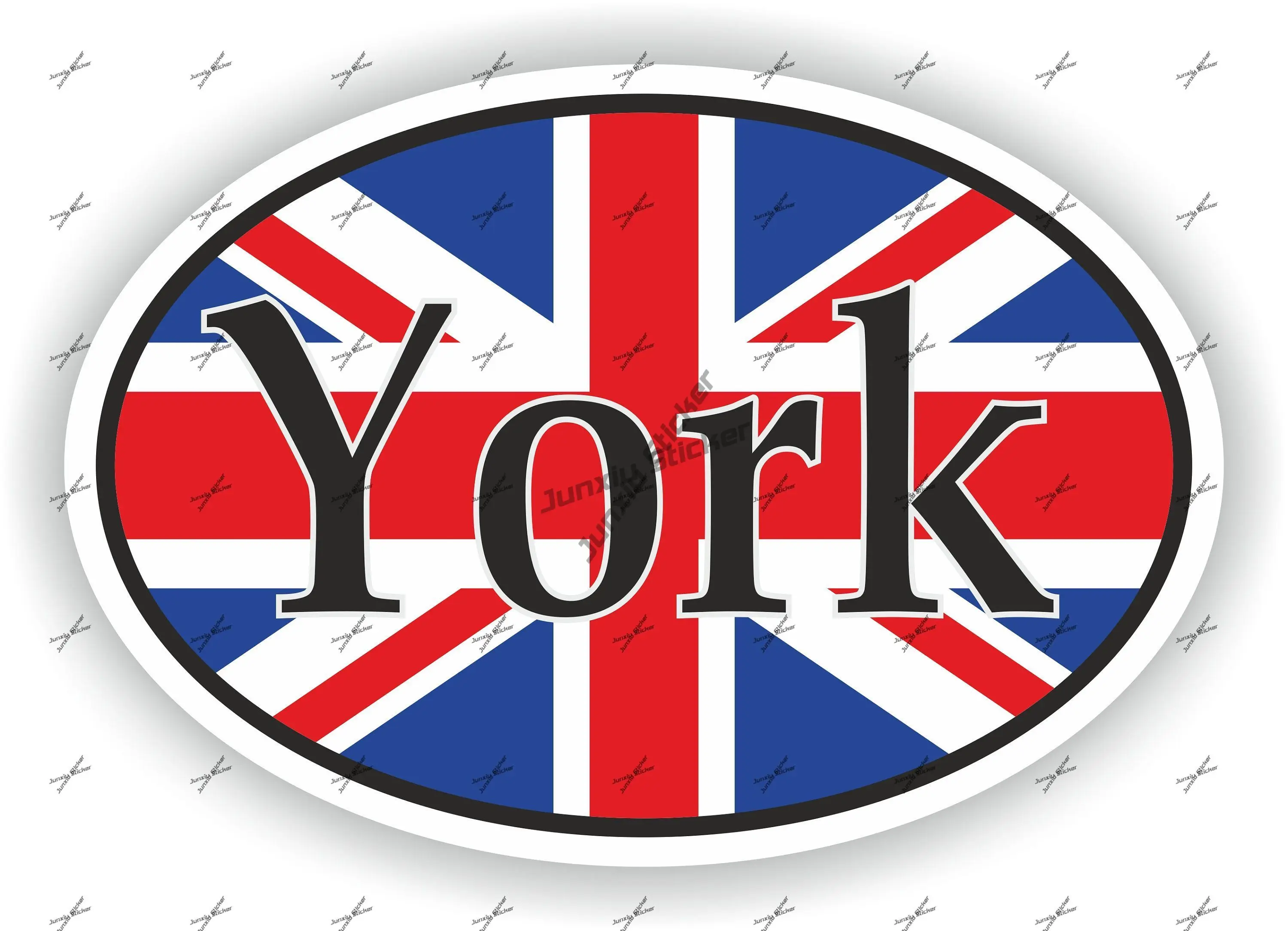 York United Kingdom UK City Oval Sticker with Flag for SUV Bumper Laptop Door Fridge Helmet ToolBox Hard Decoration Accessories