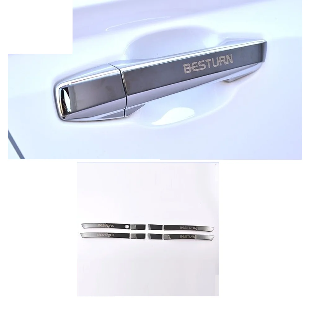 for FAW Bestune T77 Lada X-Cross 5 2018~2023 Chrome Carbon Fiber Black Door Handle Cover Set Trim Sticker Cap Key Accessories view 3
