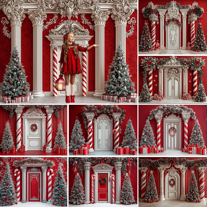 

LS Photography Background Christmas Candy Arch Wreath Backdrop Decor Baby Kids Xmas Holiday Party Prom Studio Props