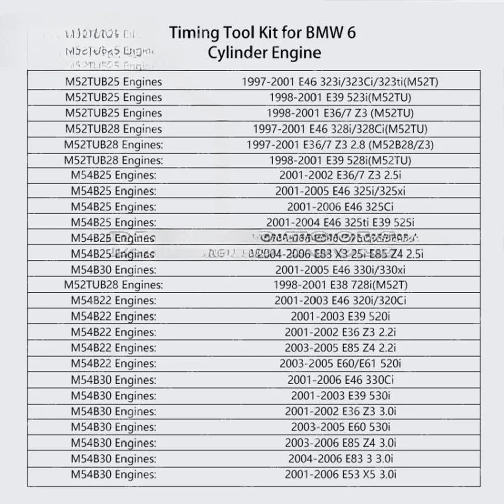 Double Vanos Twin Camshaft Alignment Timing Locking Tool Kit Compatible with  M52TU M54 M56