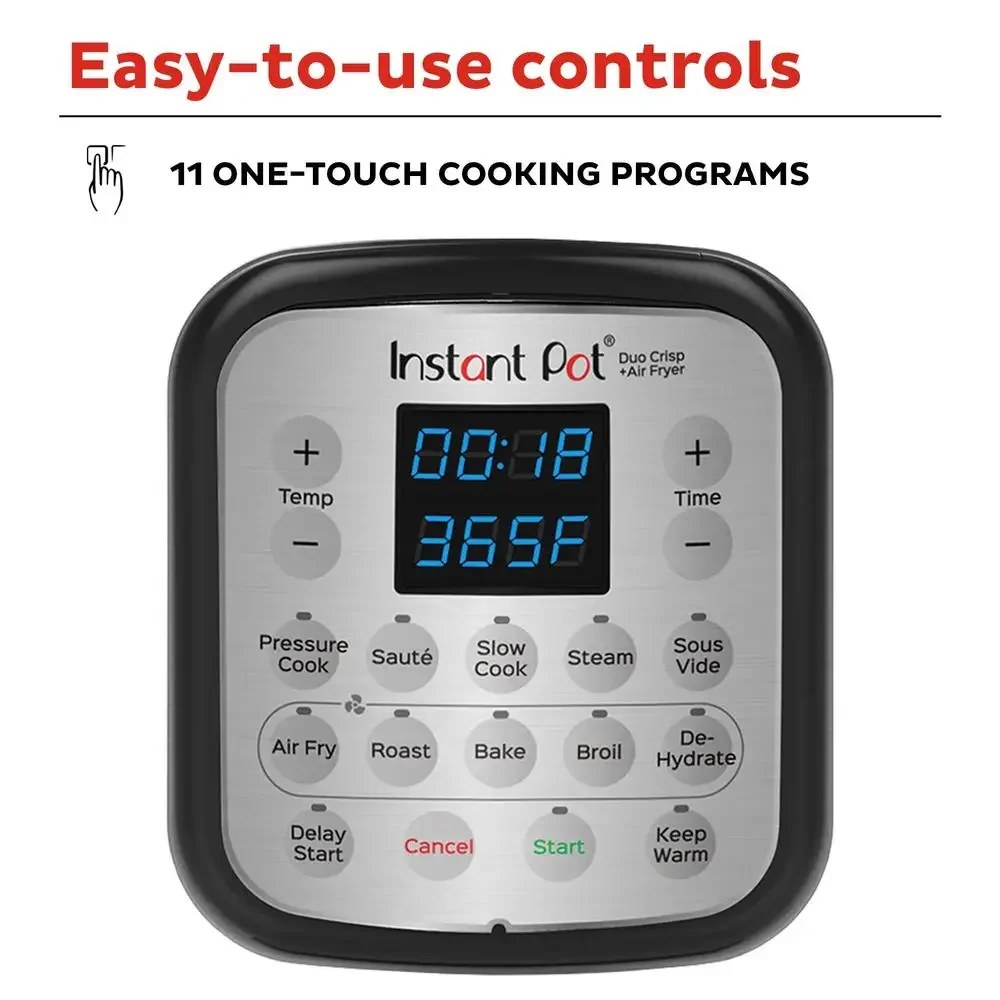 Freidora de aire 11 en 1, olla a presión, combinación de cocina múltiple con tecnología EvenCrisp, programas inteligentes, olla de cocina de acero inoxidable fácil