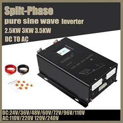 Split-Phase Solar Inverter 2.5kw 3kw 3.5kw Pure Sine Wave Off Grid PV 24V 48V 72V 96V DC to 110V 220V/120V 240V AC Converter