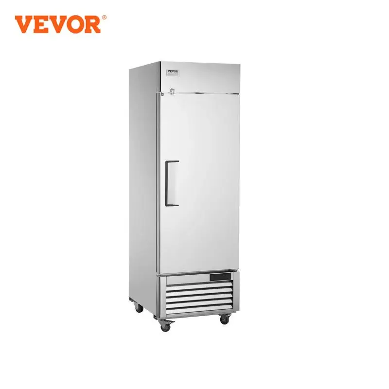 VEVOR Commercial Freezer Freezer Single Door Auto-Defrost Stainless Steel Reach-in Freezer -13 to 5℉ Temp Control