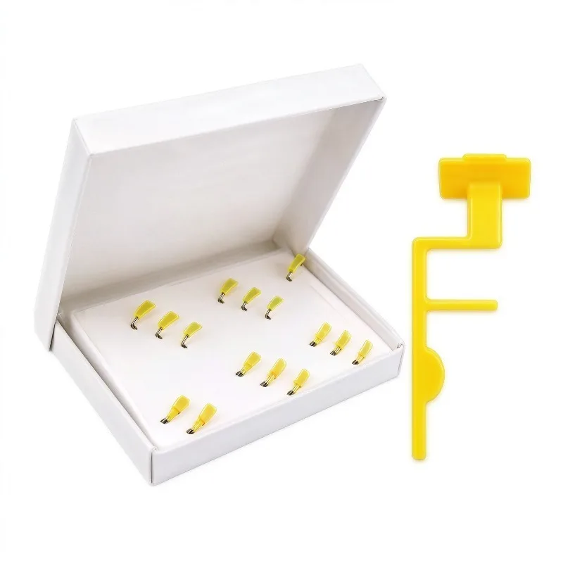 Dental X-Ray Film Holder 15Pcs Box Plastic Yellow Bite Block Positioner Intraoral Radiograph Clip Disposable Dentist Clinic Tool