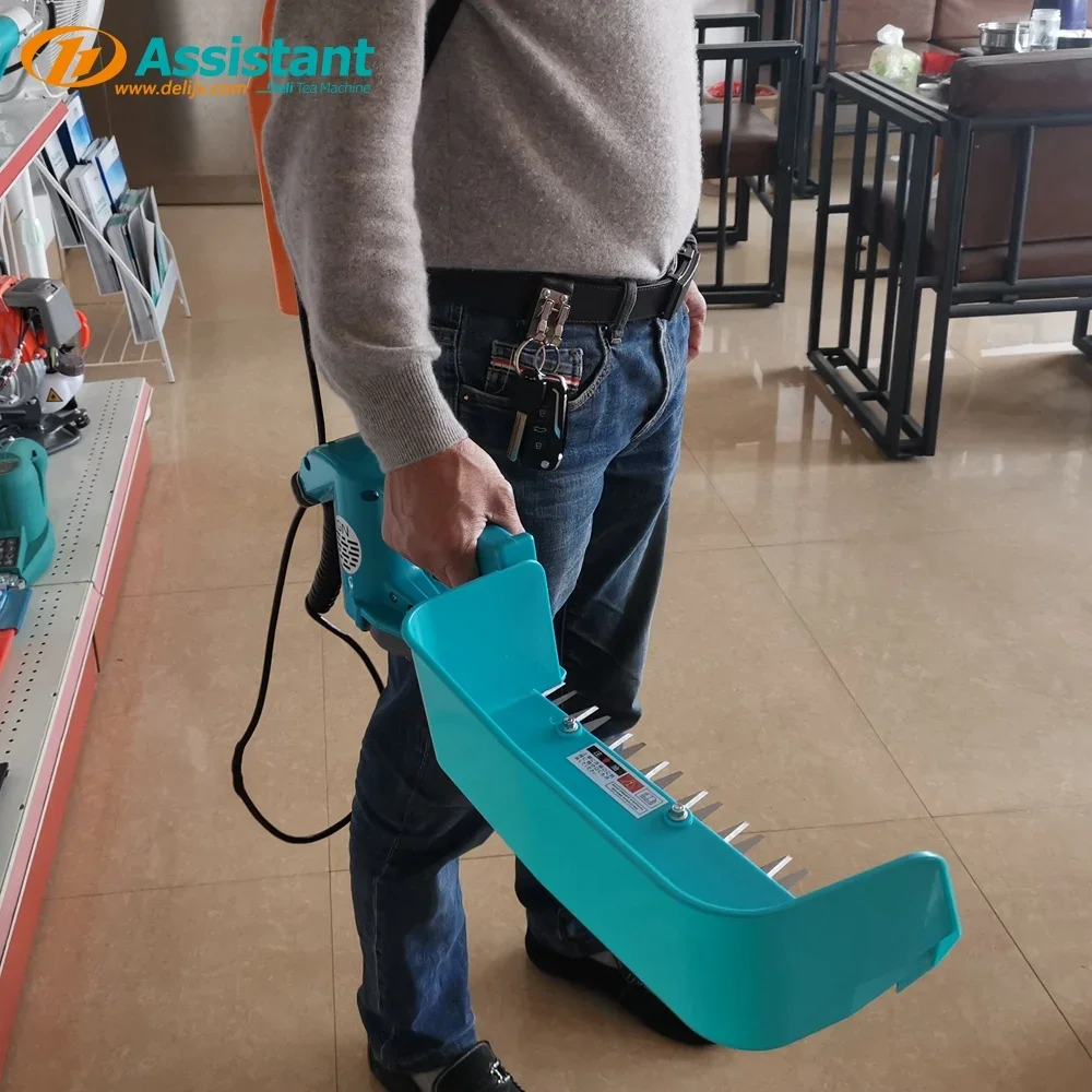 DL-4CD-35 DELI battery operated electric tea harvest machine with lithium battery cutting width 350mm tea plucking machine image 5
