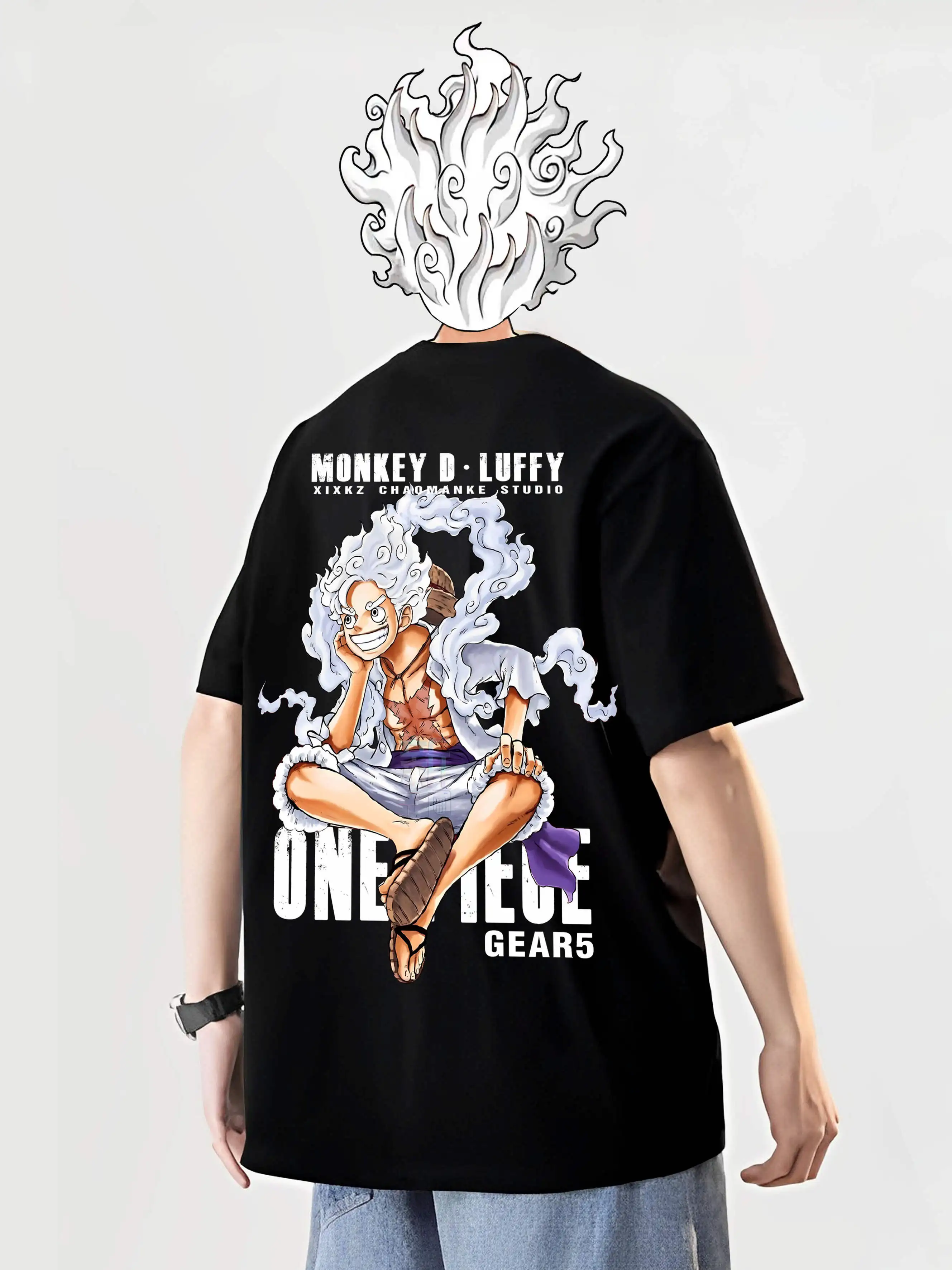 

ONE PIECE повседневная мужская одежда из чистого хлопка с короткими рукавами Luffy Sauron Tide, брендовая двумерная анимация, мужская и женская уличная одежда