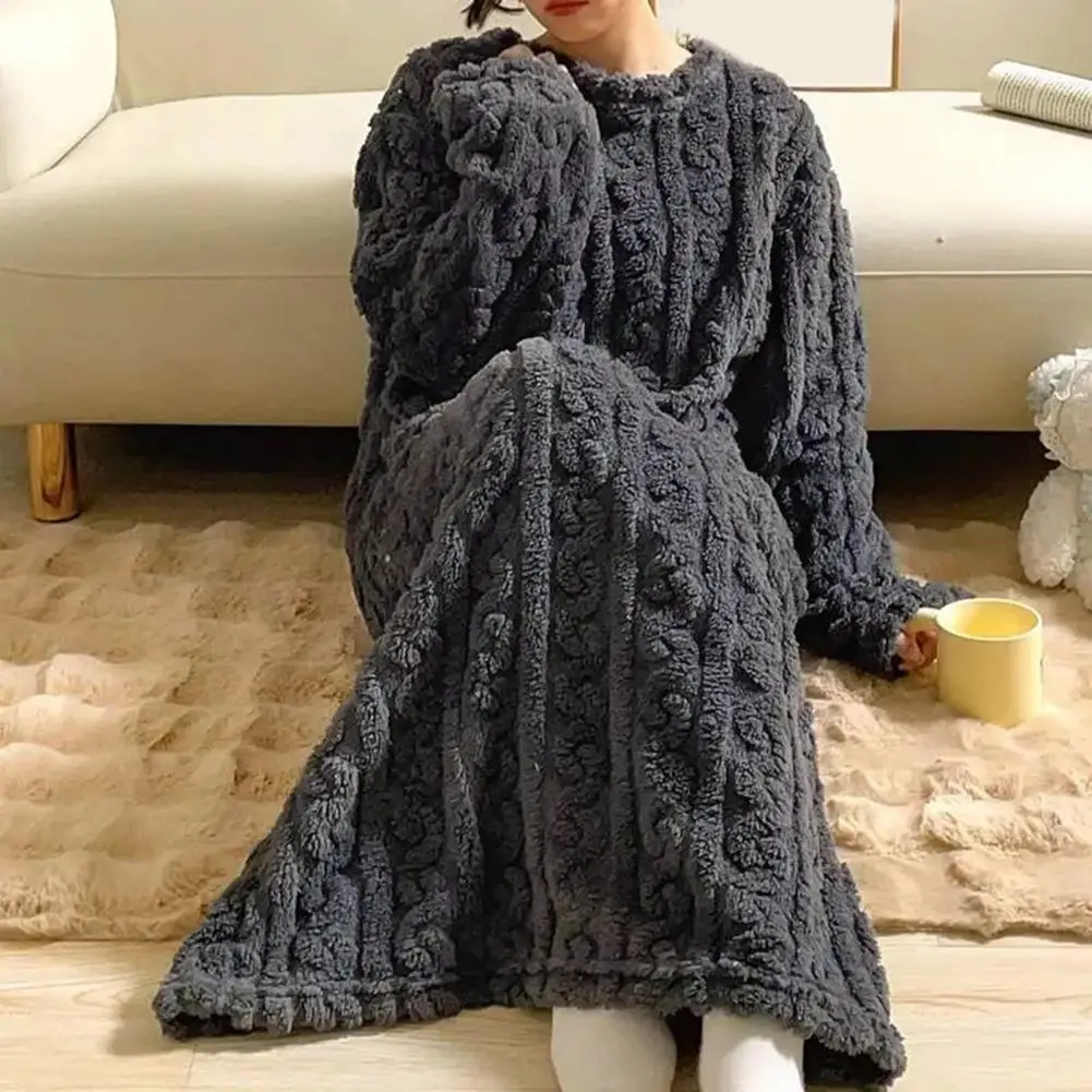 2026 المرجان الصوف الدافئة أفخم فستان النوم الصوف ثوب النوم دافئ غامض الصوف المرأة الفانيلا ثوب النوم بلوفر شتوي دافئ