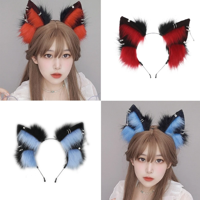 

MXMB Handmade Anime Cosplay Props Wolf Ears Halloween Party Role Playing Headband