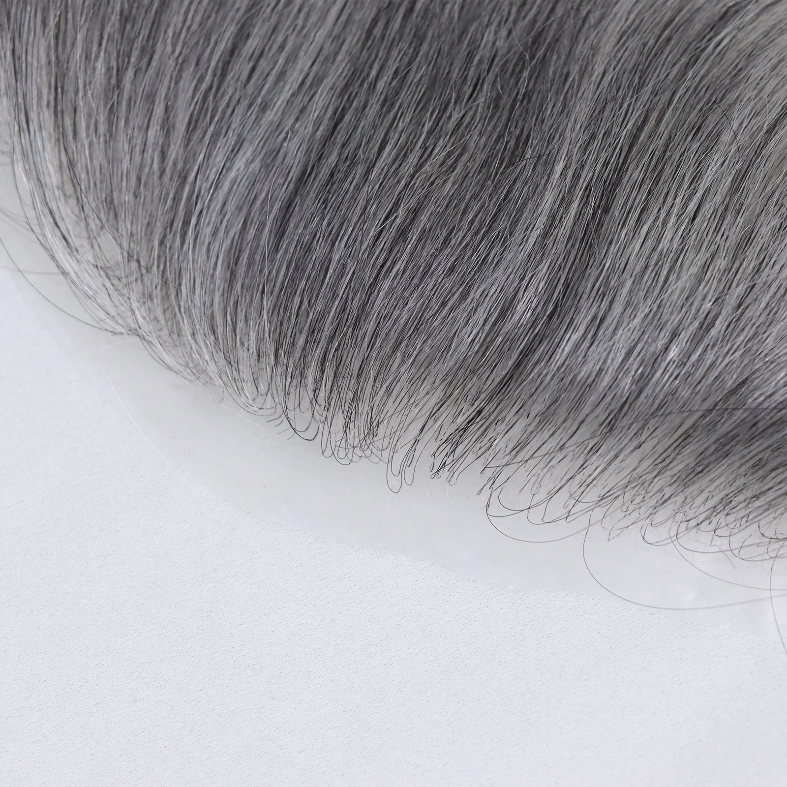Grey Black Brown Frontal Hairline Toupee for Men Human Hair Forehead Toupee V Loop Ultra Thin Skin PU Natural Hairline Patch