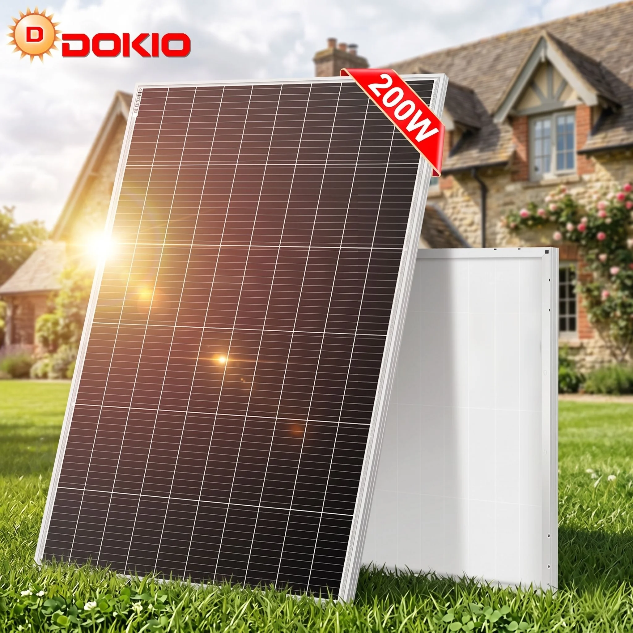 Dokio 18V 200W Waterproof New Rigid Solar Panel Set Controller For Home Charge 12V Car Battery Monocrystalline China