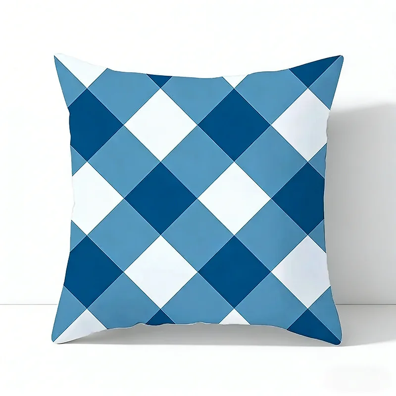 

1 Pc Blue Geometric Pillowcase Cushion Cover Abstract Throw Sofa Living Room Bedroom Modern Home Decor Peach Skin Pillow Cases