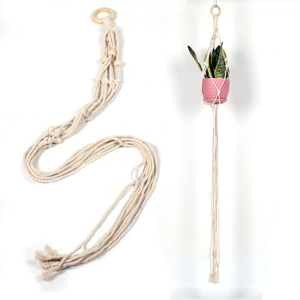 

Cotton Rope Basket Hanging Planter Durable Wall Decor Succulents Pot Bohemian Tapestry Flower Holder