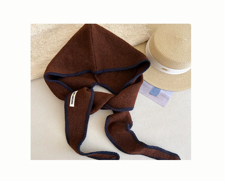 Winter Edge-Locked Balaclava Hat For Women, Slimming Face Effect, Ear-Protecting, Knitted Warm Hat And Scarf All-In