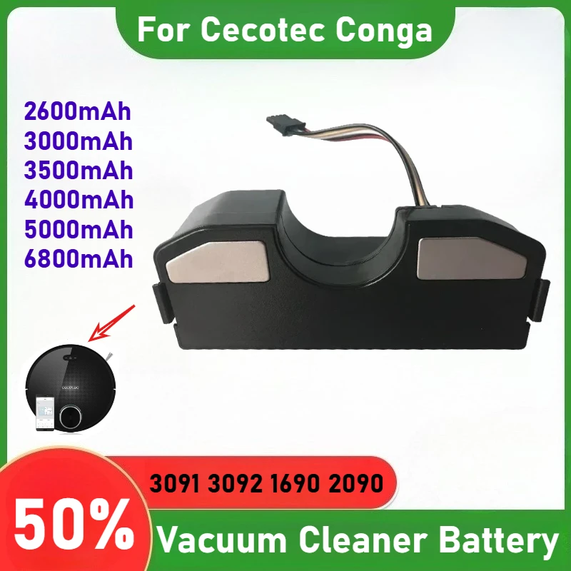 

14.4V 6800mAh Replacement Battery for Cecotec Conga 3090 3091 3092 1690 2090 Robot Vacuum Cleaner Accessories Spare Parts