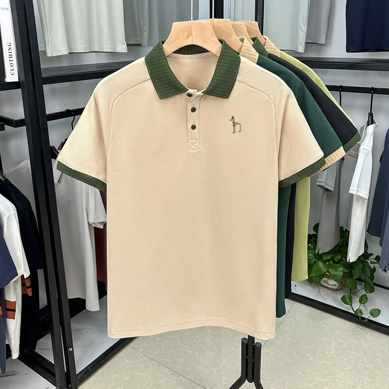 Men's Luxury Quality Print Polo Shirt Summer New Original Color Blocking Short Sleeved Lapel T-Shirt Casual Versatile Men's Wear