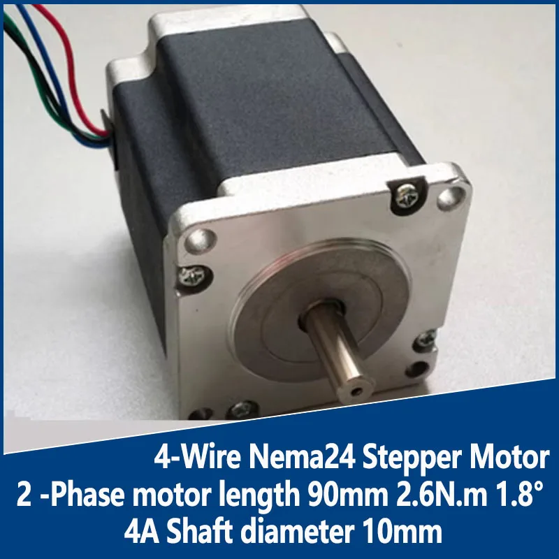 

4-Wire Nema24 Stepper Motor 2 -Phase motor length 90mm 2.6N.m Step angle 1.8° Current 4A Shaft diameter 10mm Hole Distance 50mm