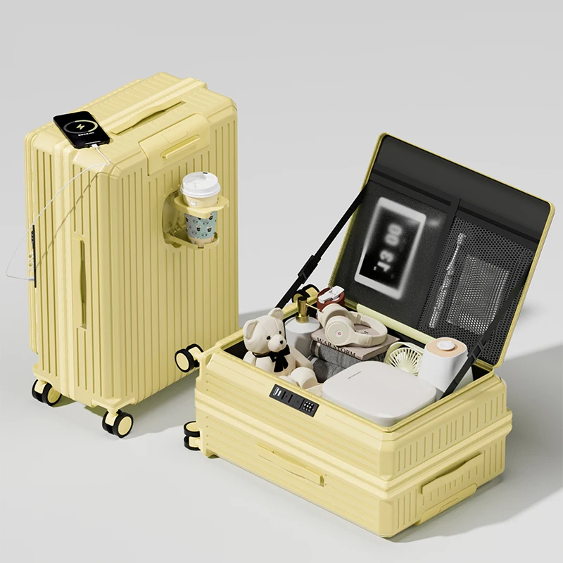 

Side-Opening Deep-Compartment Luggage Aluminum Frame Travel Suitcase 20-28 Inch Carry-On Luggage for Man and Women Trolley Case