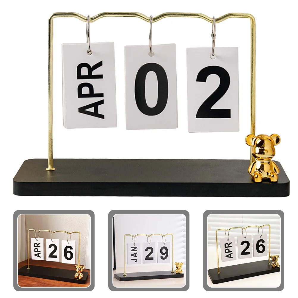 

Vertical Calendar Ornament Office Advent for Children Classroom Wooden Perpetual Flip Desk Accessories