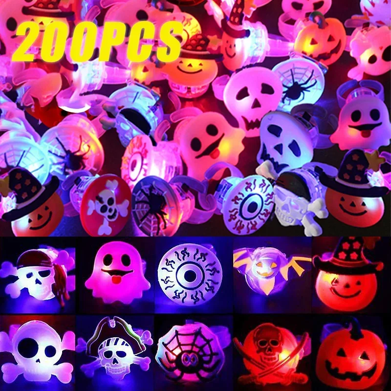 

200PCS Halloween Glow Ring Horror Flash Props Halloween Party Decorations Halloween Christmas Decorations Halloween Decoration