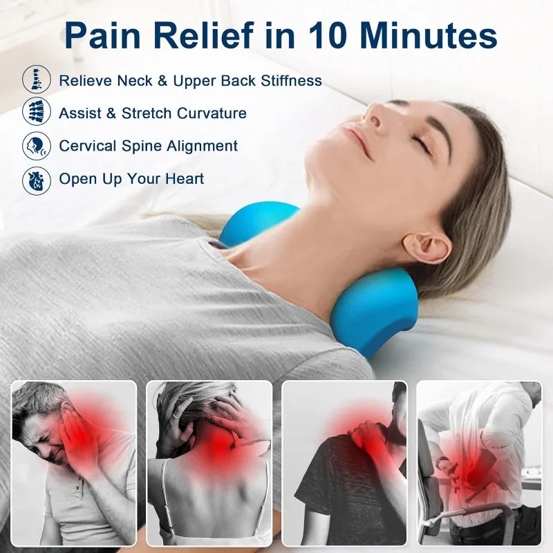 Spine Alignment Chiropractic Pillow Neck Shoulder Relaxer with Cervical Traction Device Neck Stretcher Pain Relief and Cervical