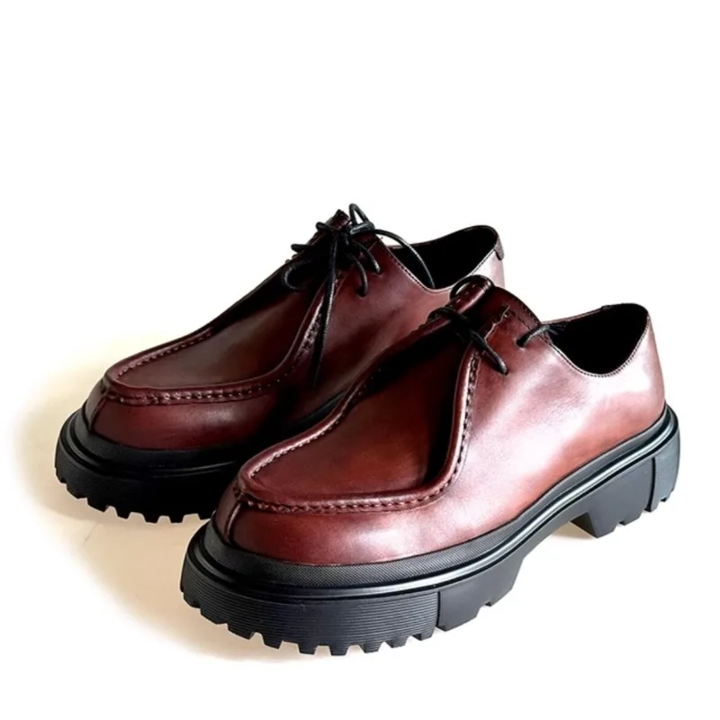 

Luxury Vintage Men Casual Derby Shoes Handmade Premium Cow Leather Commuter Business Shoes British Gentleman Wedding Shoes