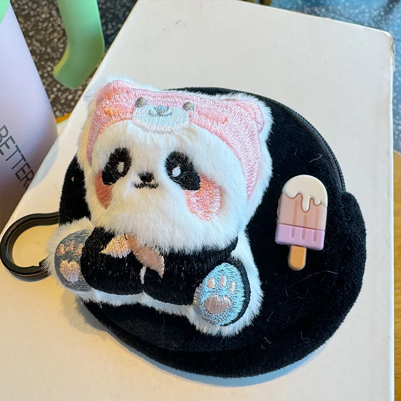 Cute Cartoon Panda Coin Purse Toy Children Creative Plush Doll Hanging Accessories Coins Earphone Storage Bag Key Card Small Bag