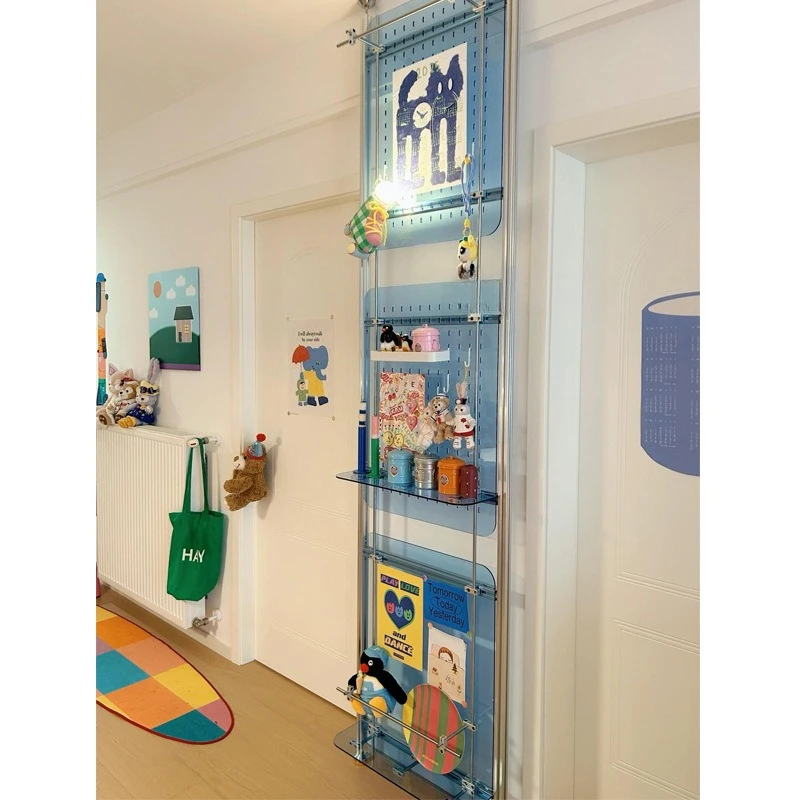 Blue Acrylic Bookshelf Floor Shelf Display Storage Picture Book Shelf