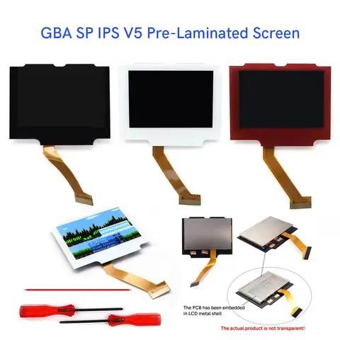 HISPEEDIDO V5 Laminated GBA IPS Backlight LCD Screen Kits With Shell For GameBoy Advance SP Console NO NEED CUT Easy to install