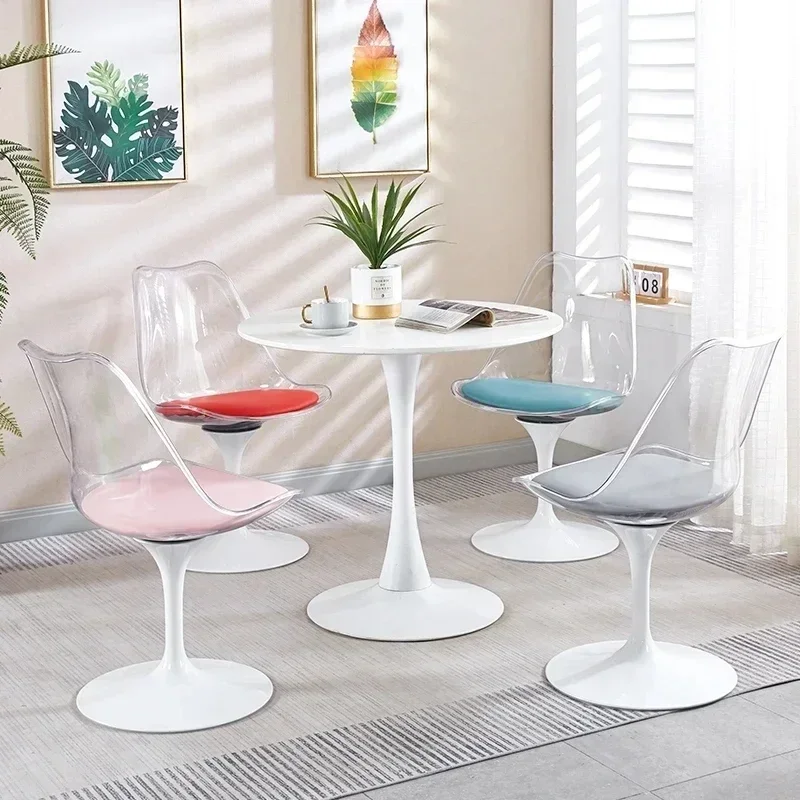 

Nordic Swivel Dining Chairs Dressing Acrylic Living Room Lounge Makeup Dining Chairs Sillas Comedor Restaurant Furniture DC-330