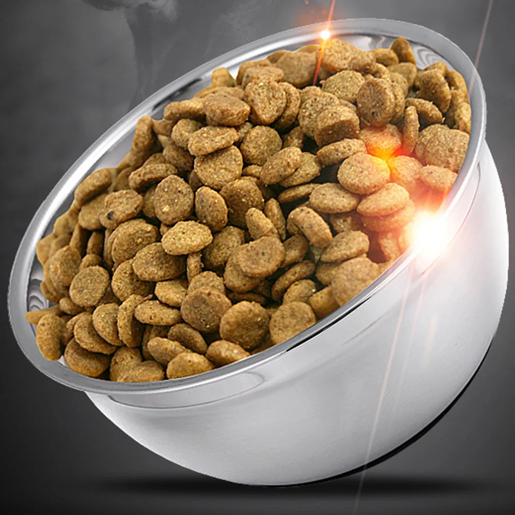 

Stainless Steel Dog Bowl Nonskid Base Durable Use Heat Resistance Corrosion Rust Proof Suitable Long Term Hot Food Feeding