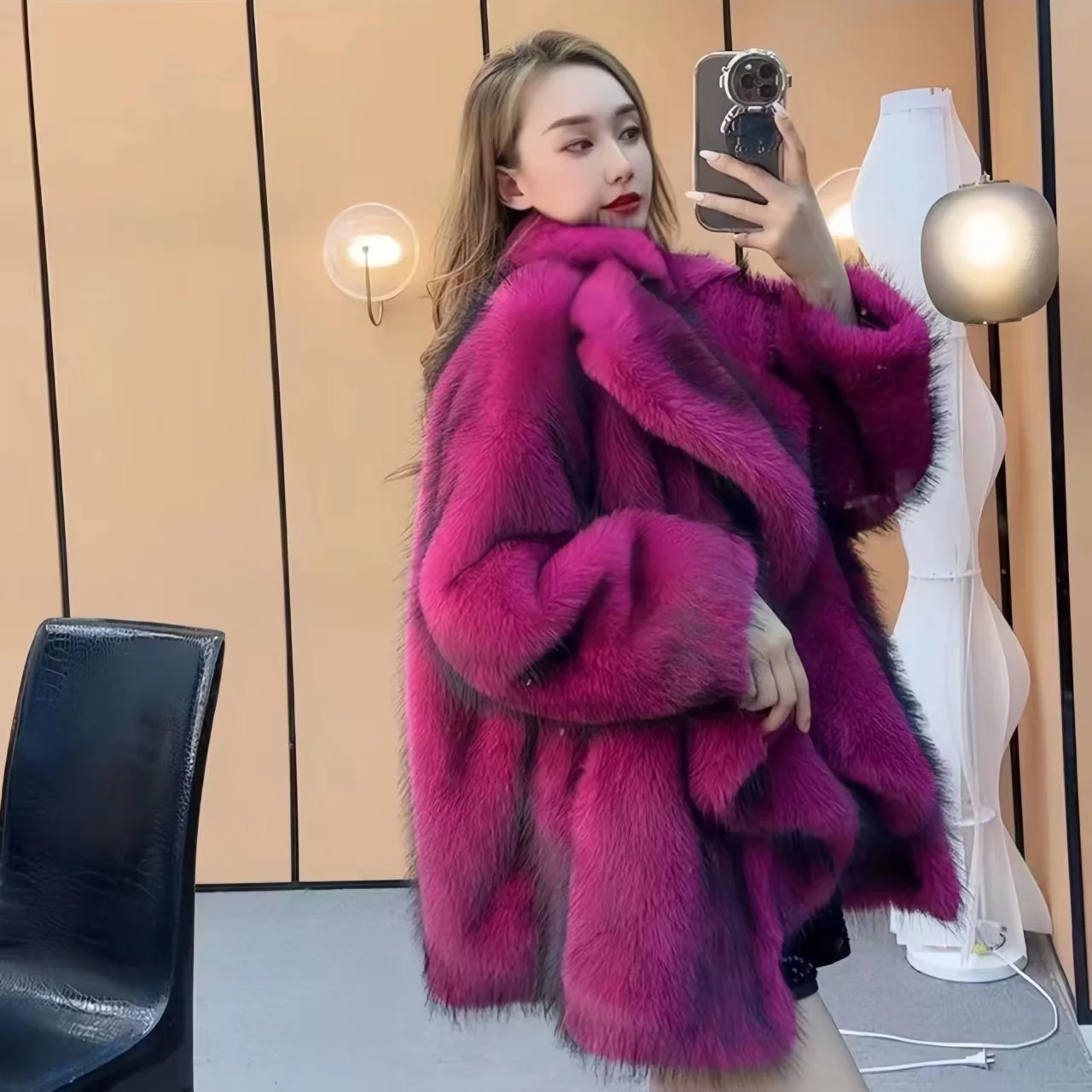 Faux Raccoon Dog Fur Coats for Women, Long Jacket, Thicken Warm Clothes, High Quality, Long, Female, Promotion, New Fashion