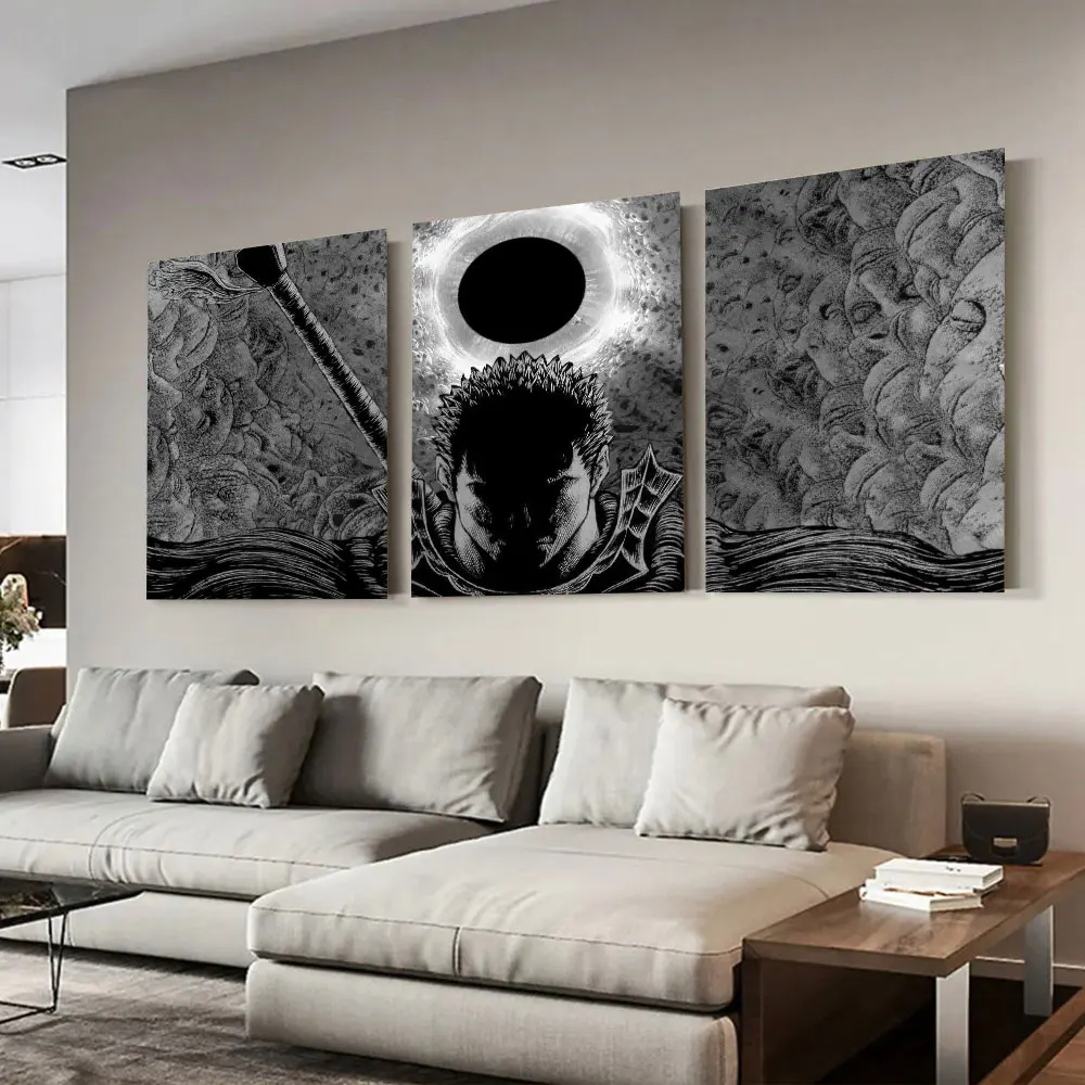 Berserk Guts Anime 3 Piece Canvas Print Painting Wall Art Bedroom Study Studio Living Room Home Decoration