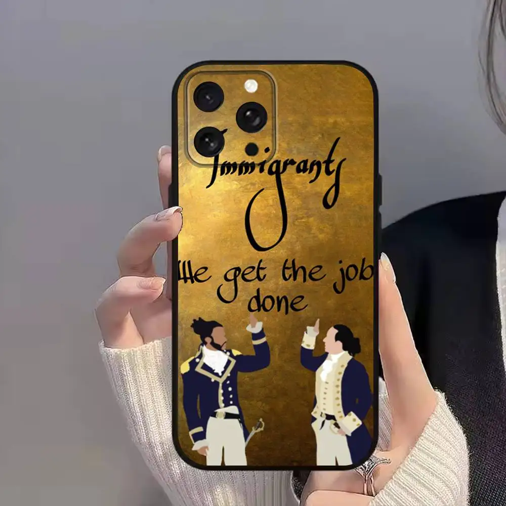 حافظة هاتف H-Hamilton L-Lyrics-E لهاتف iPhone 11,17,16,14,12,15,13,Max,SE4,Plus,E,Pro,Air,Mini Black Soft Cover allover Print