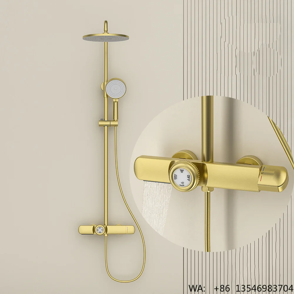 Luxury Gold Bathroom Accessary Rainfall Shower System 10inch Large Shower Head  Waterfall 3Way Cold and Hot  Shower Set