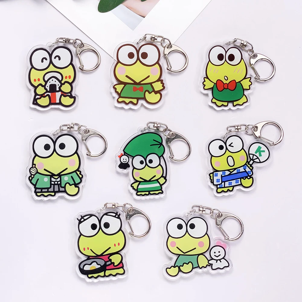 Sanrio X Keroppi Beliebter, stilvoller, schöner Mini-Schlüsselanhänger aus Acryl, Zubehör, Taschenanhänger, süßer Rucksack-Anhänger, Schlüsselanhänger, Geschenke für Fans
