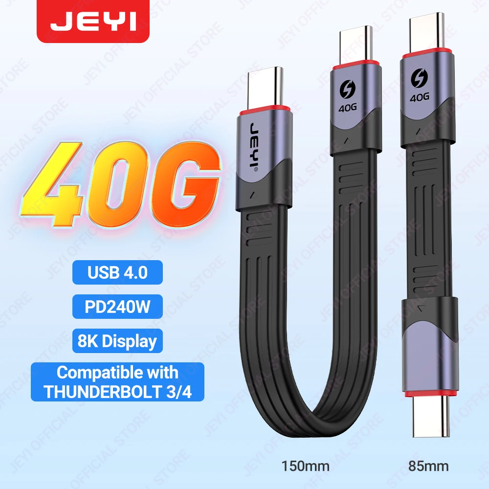 

JEYI USB 4.0 Cable, 40 Gb/s Data Transfer, 240W PD5.0 Power Charging, Compatible with Thunderbolt 4/3, USB-C and USB4 Devices