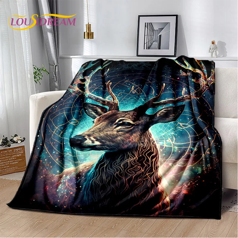 3D Dream Forest Christmas Elk Sika Deer Soft Plush Blanket,Flannel Blanket Throw Blanket for Living Room Bedroom Bed Sofa Cover