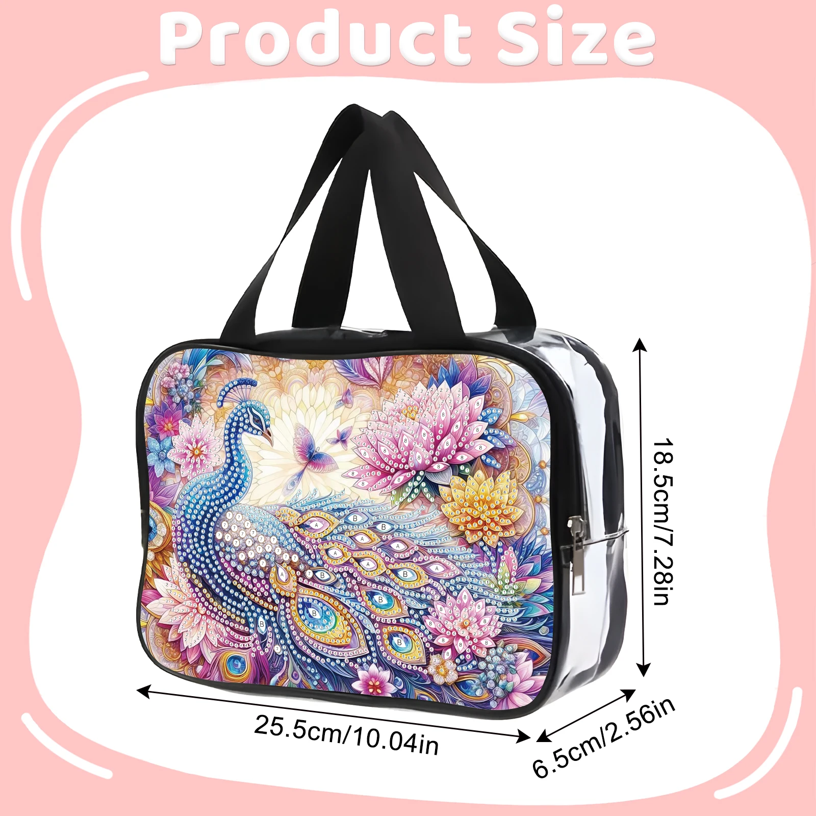 Diamond Painting Makeup Bag Kits,Animal Special Shaped Diamond Portable Large Capacity Makeup Bag,Travel Essential Handmade Gift